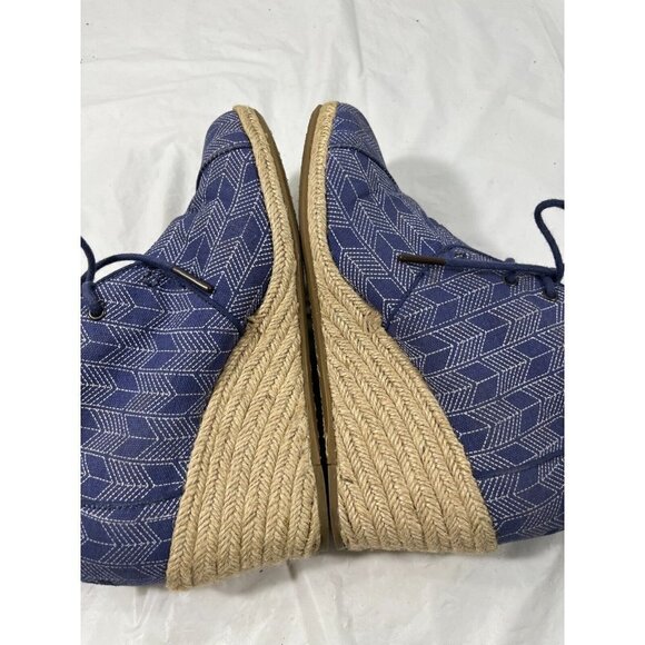Toms Shashiko TOMS Blue Canvas Desert Wedge Bootie Espadrille 8.5 - Picture 8 of 14